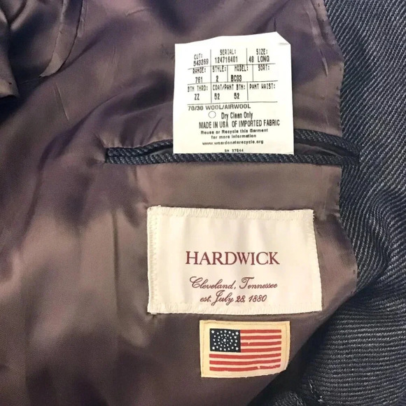 Men's Hardwick Sport Coat Blazer 48 Long Gray Stripe Wool Airwool Made in USA - Picture 13 of 14